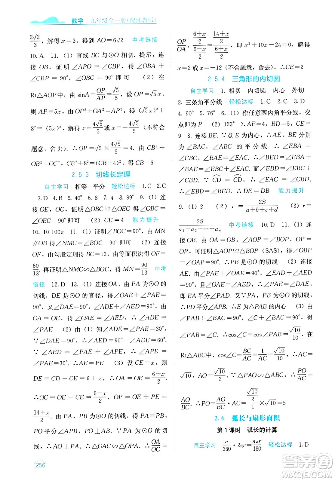 廣西教育出版社2025年春自主學(xué)習(xí)能力測評九年級數(shù)學(xué)下冊湘教版答案