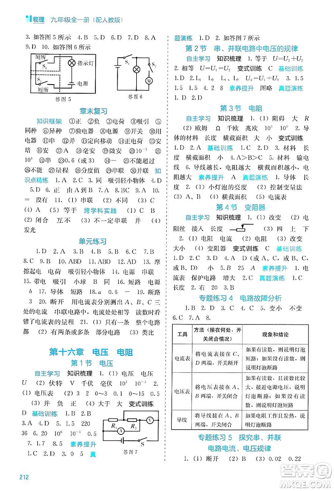 廣西教育出版社2025年春自主學習能力測評九年級物理下冊人教版答案