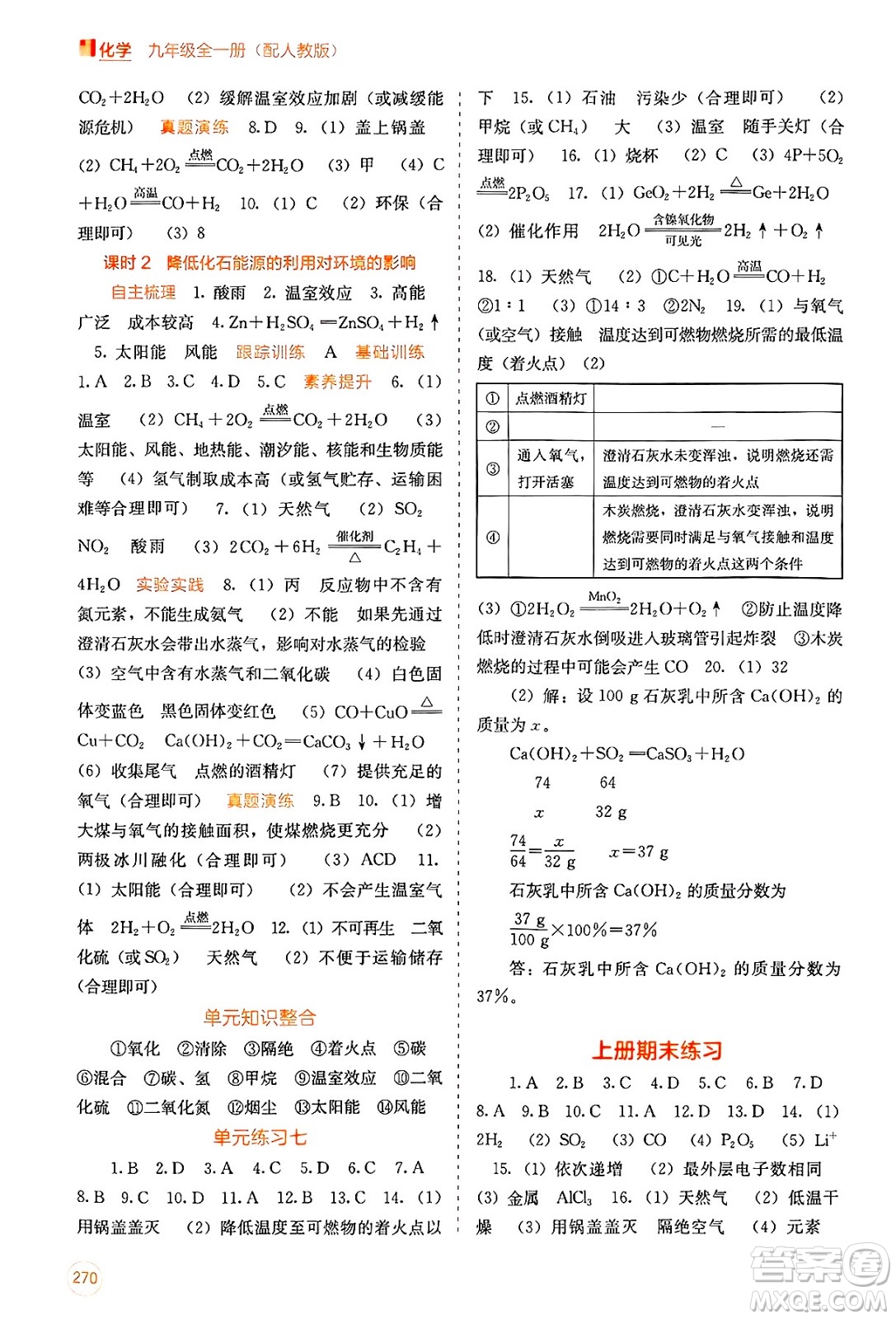 廣西教育出版社2025年春自主學(xué)習(xí)能力測(cè)評(píng)九年級(jí)化學(xué)下冊(cè)人教版答案