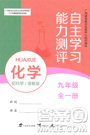 廣西教育出版社2025年春自主學習能力測評九年級化學下冊科粵版答案