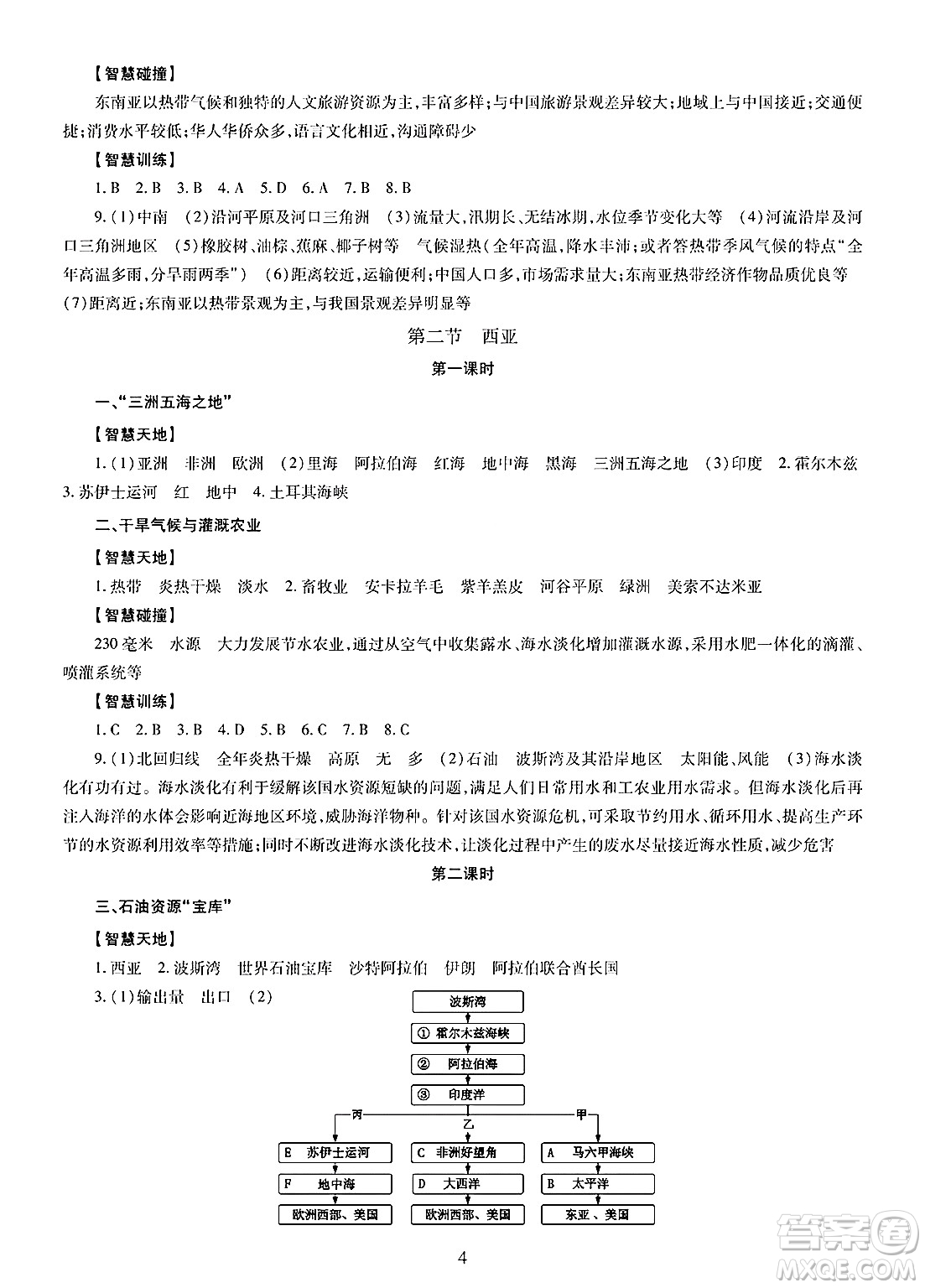 明天出版社2025年春智慧學(xué)習(xí)導(dǎo)學(xué)練七年級地理下冊人教版答案