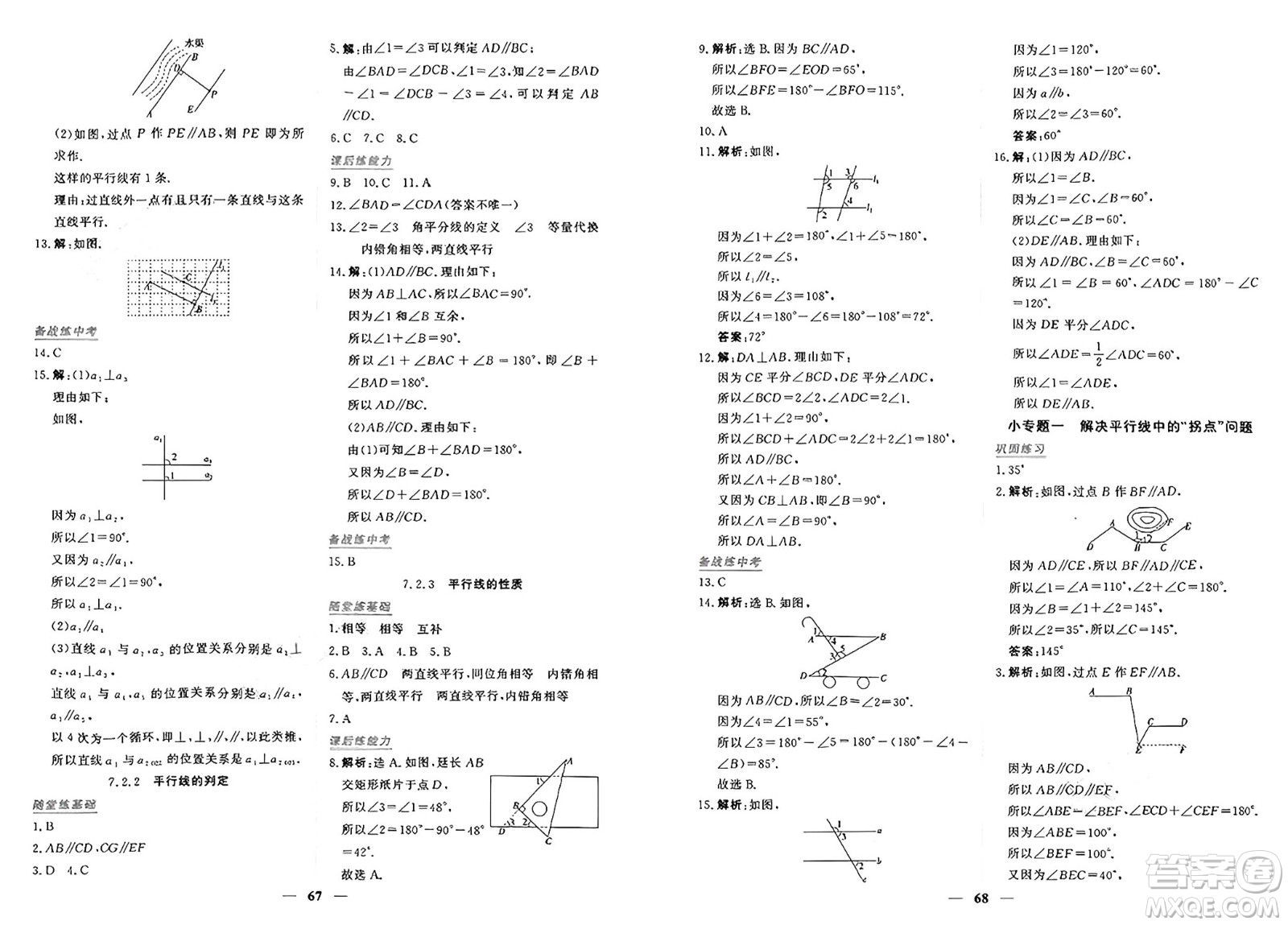 青海人民出版社2025年春新坐標(biāo)同步練習(xí)七年級(jí)數(shù)學(xué)下冊(cè)人教版青海專版答案