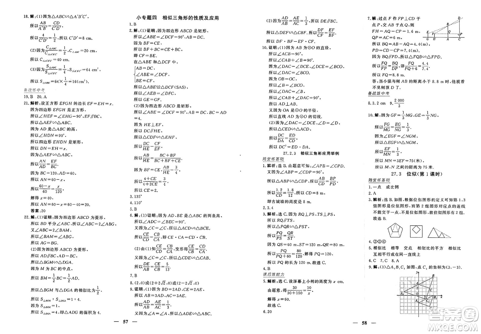 青海人民出版社2025年春新坐標(biāo)同步練習(xí)九年級數(shù)學(xué)下冊人教版青海專版答案