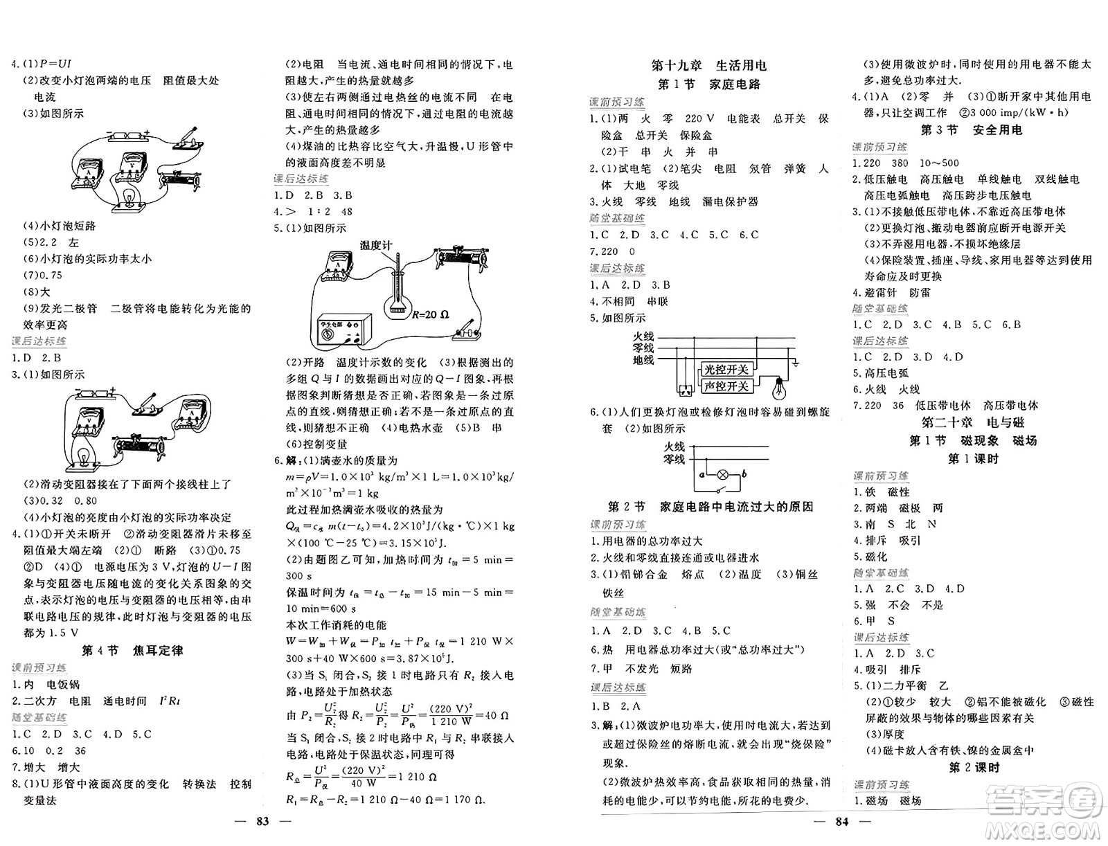 青海人民出版社2025年春新坐標(biāo)同步練習(xí)九年級(jí)物理下冊(cè)人教版青海專版答案