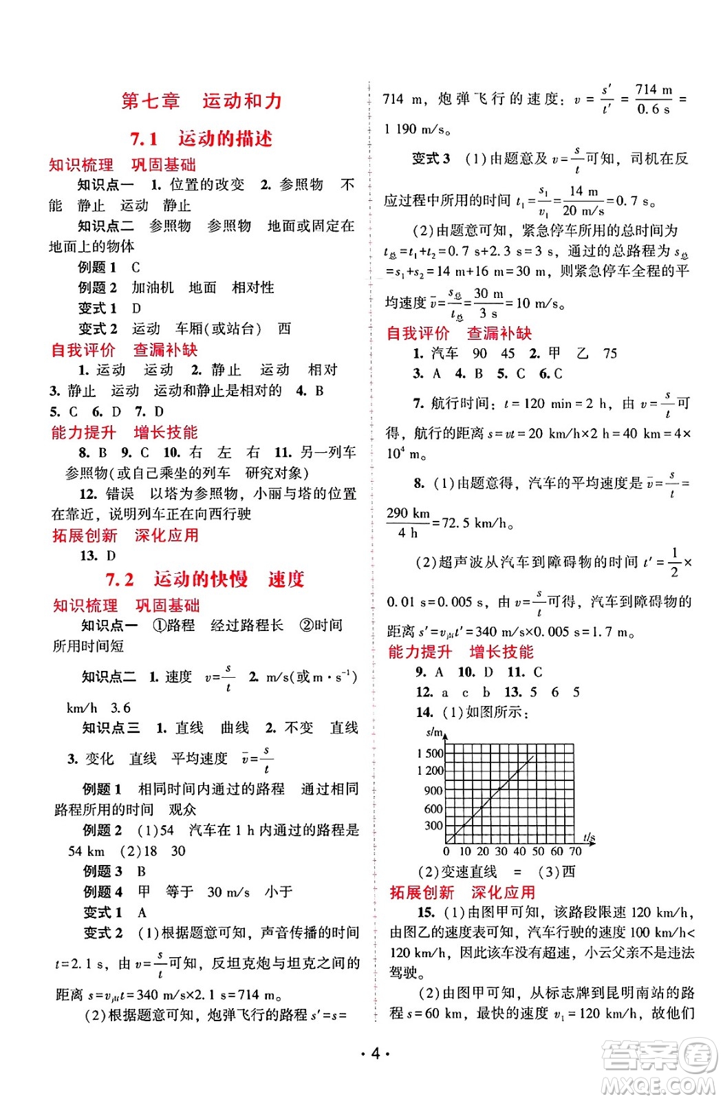 廣西師范大學出版社2025年春自主與互動學習新課程學習輔導八年級物理下冊滬粵版答案
