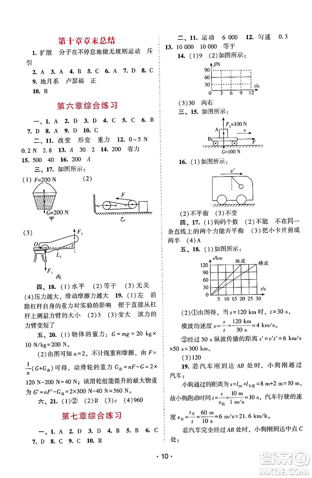 廣西師范大學出版社2025年春自主與互動學習新課程學習輔導八年級物理下冊滬粵版答案