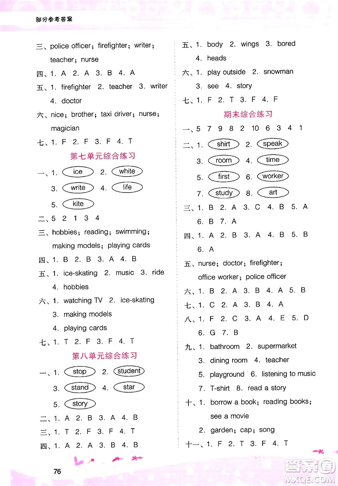 廣西師范大學(xué)出版社2025年春自主與互動(dòng)學(xué)習(xí)新課程學(xué)習(xí)輔導(dǎo)四年級(jí)英語(yǔ)下冊(cè)粵人版答案
