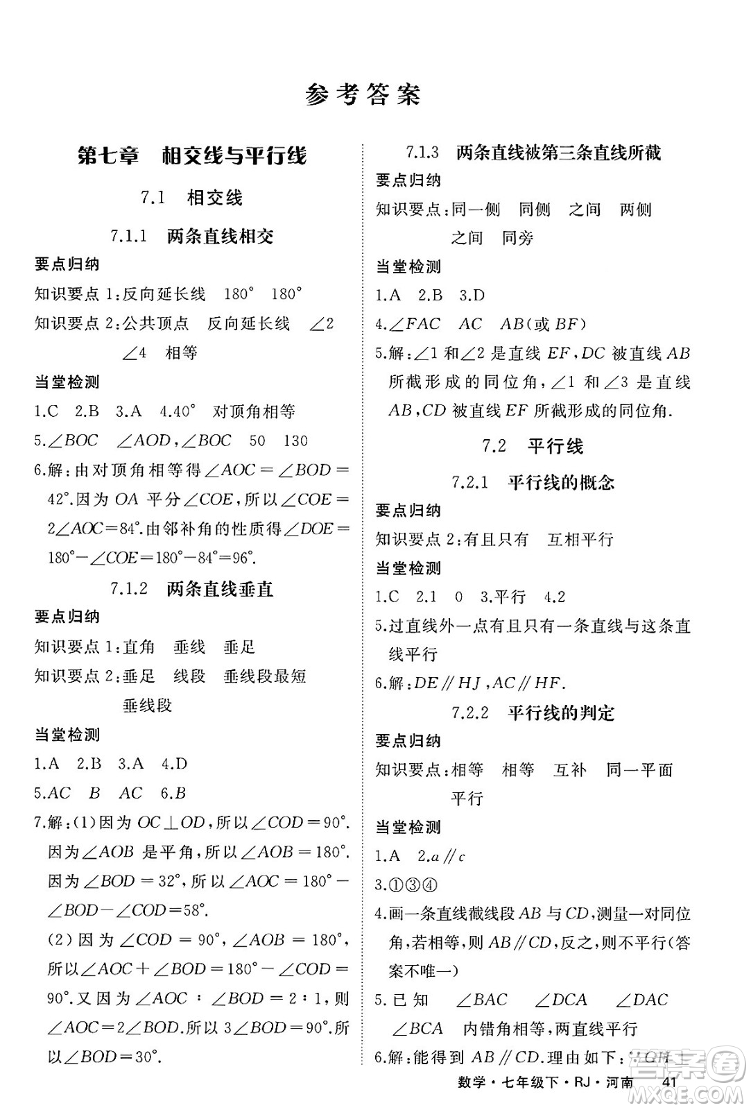 延邊大學(xué)出版社2025年春優(yōu)翼學(xué)練優(yōu)七年級(jí)數(shù)學(xué)下冊(cè)人教版河南專版答案