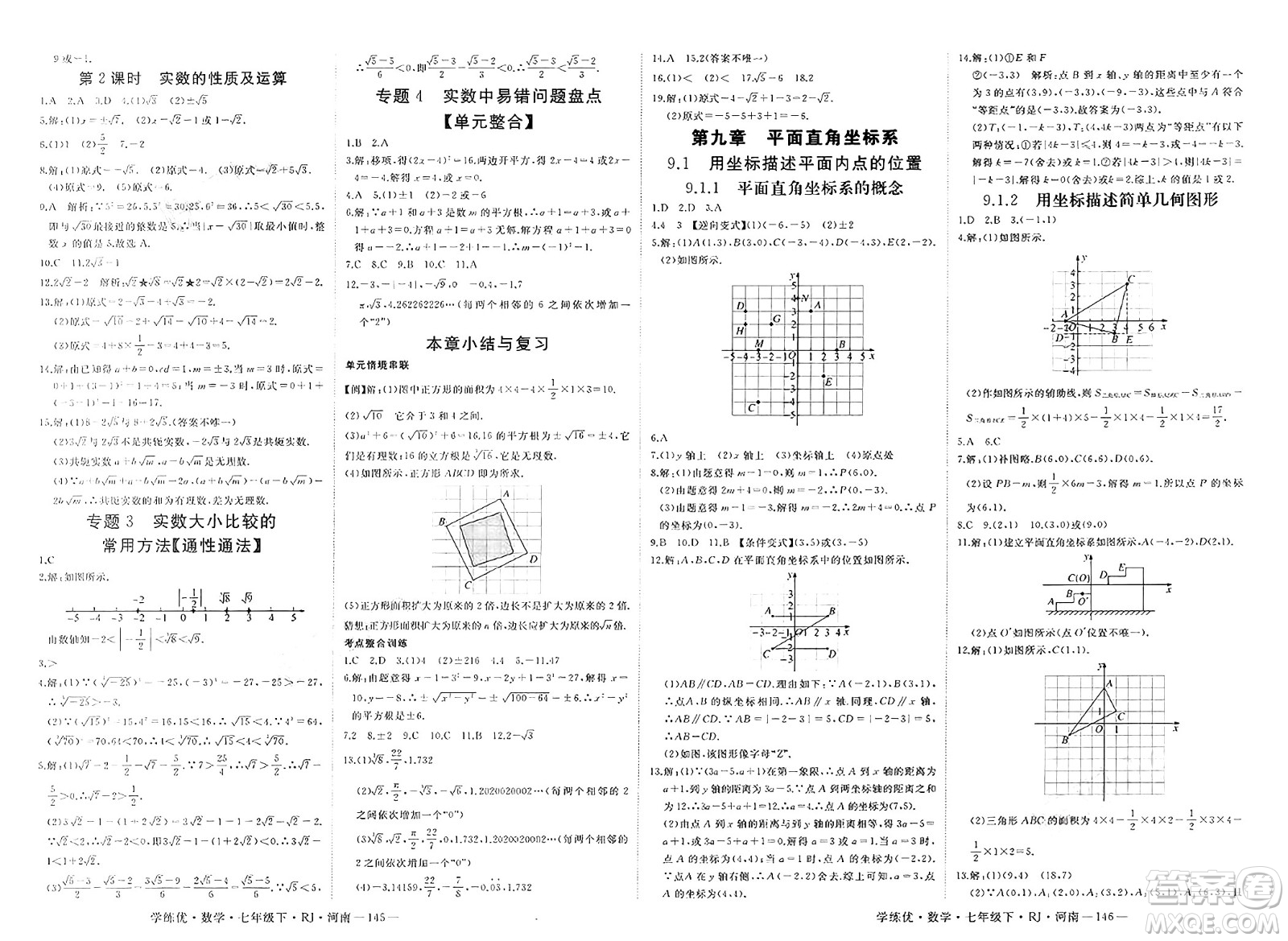 延邊大學(xué)出版社2025年春優(yōu)翼學(xué)練優(yōu)七年級(jí)數(shù)學(xué)下冊(cè)人教版河南專版答案