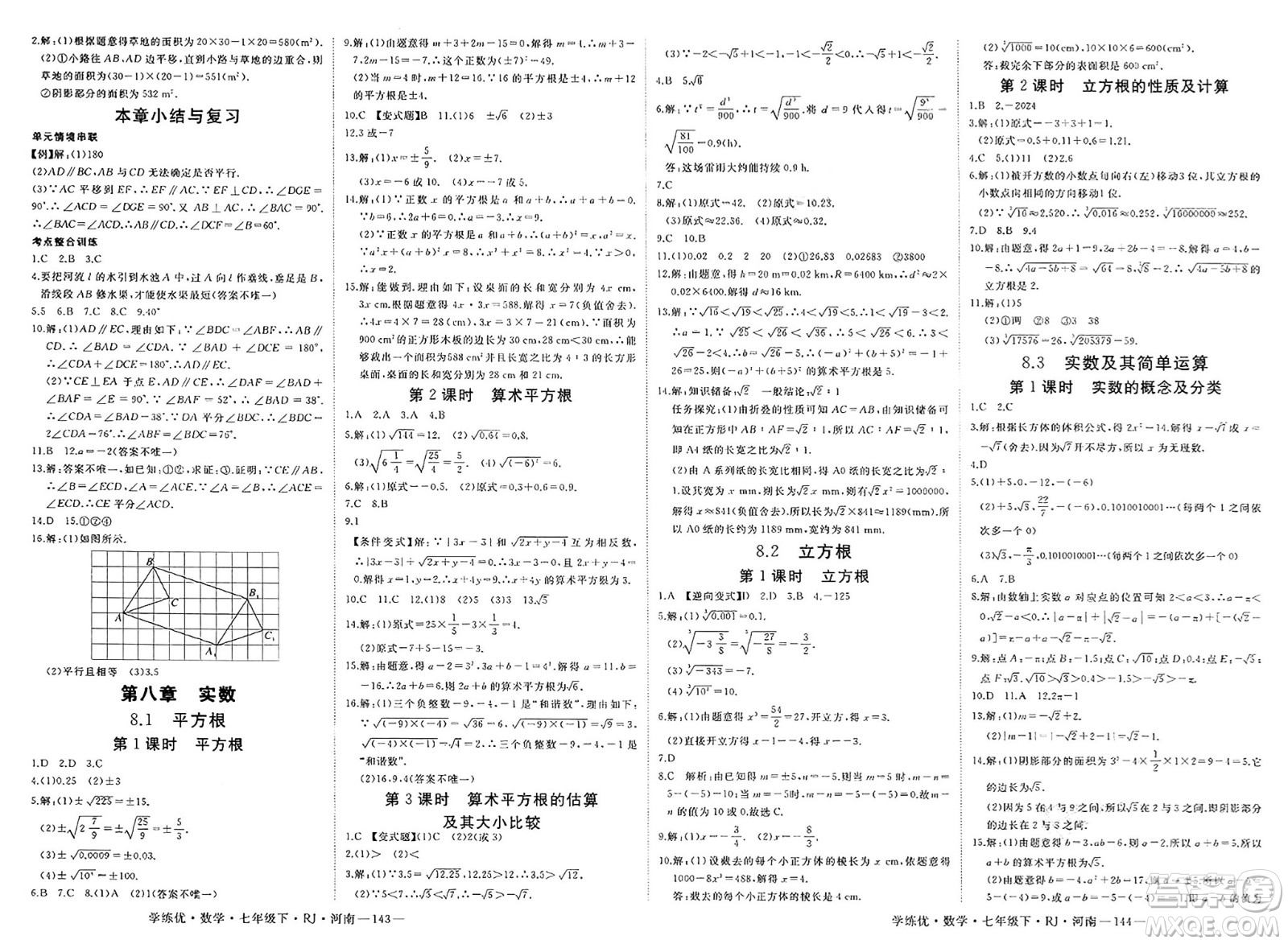 延邊大學(xué)出版社2025年春優(yōu)翼學(xué)練優(yōu)七年級(jí)數(shù)學(xué)下冊(cè)人教版河南專版答案