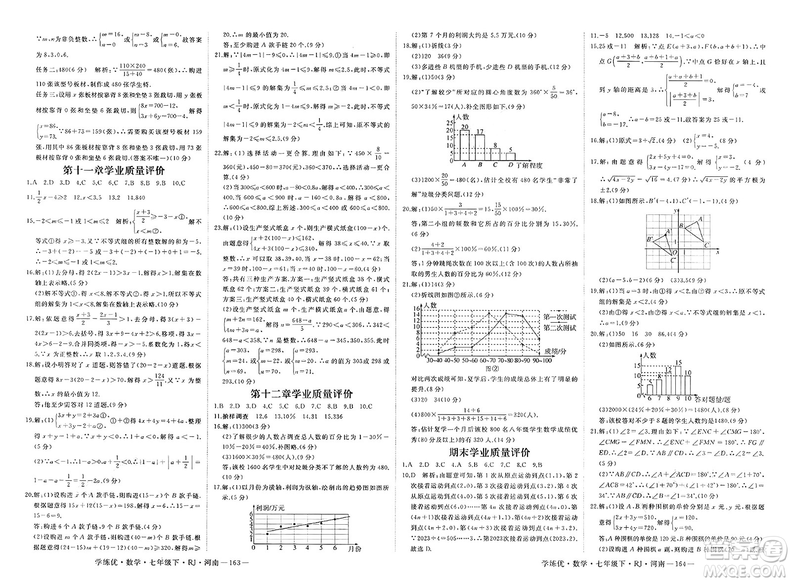 延邊大學(xué)出版社2025年春優(yōu)翼學(xué)練優(yōu)七年級(jí)數(shù)學(xué)下冊(cè)人教版河南專版答案
