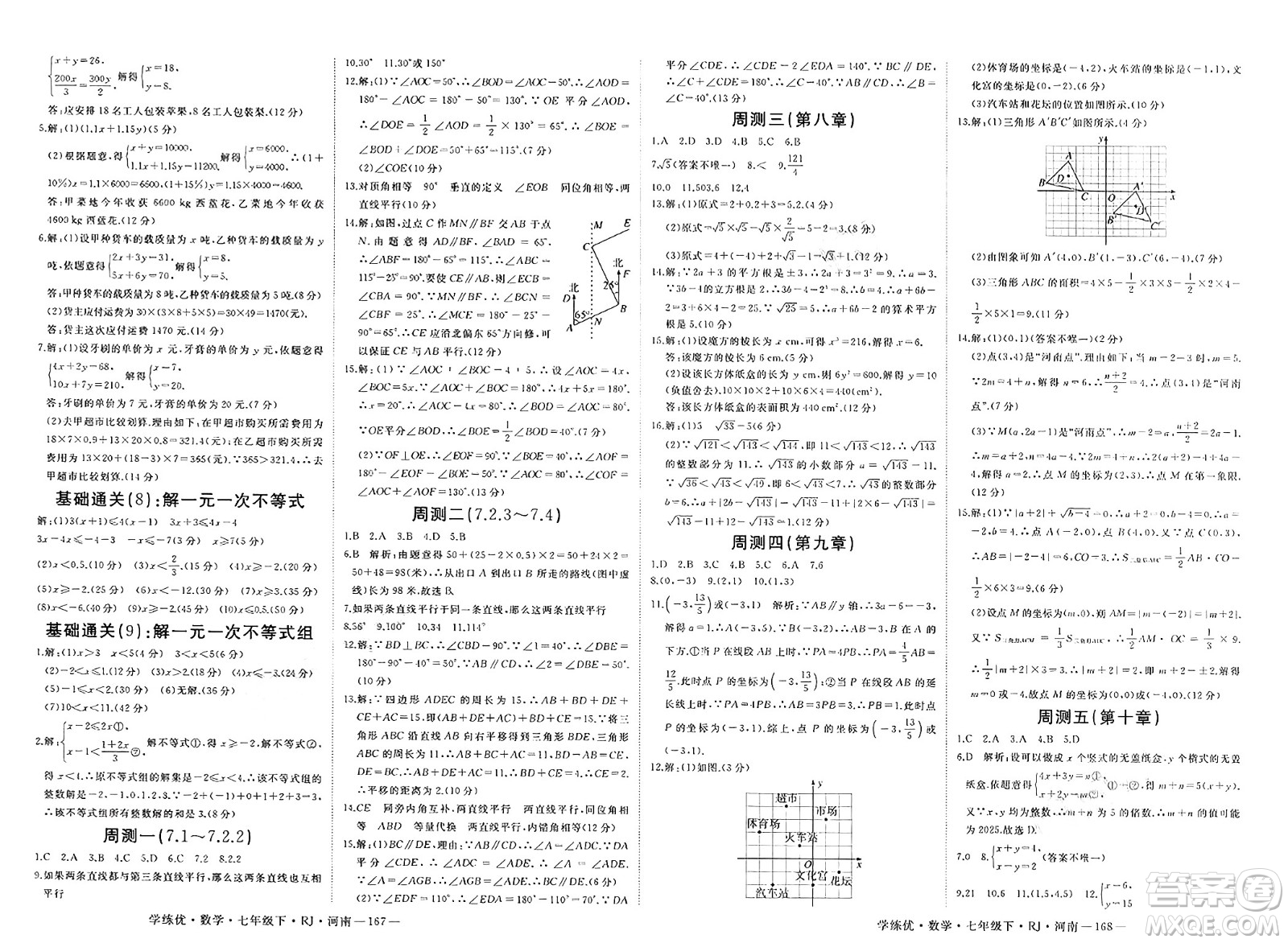 延邊大學(xué)出版社2025年春優(yōu)翼學(xué)練優(yōu)七年級(jí)數(shù)學(xué)下冊(cè)人教版河南專版答案