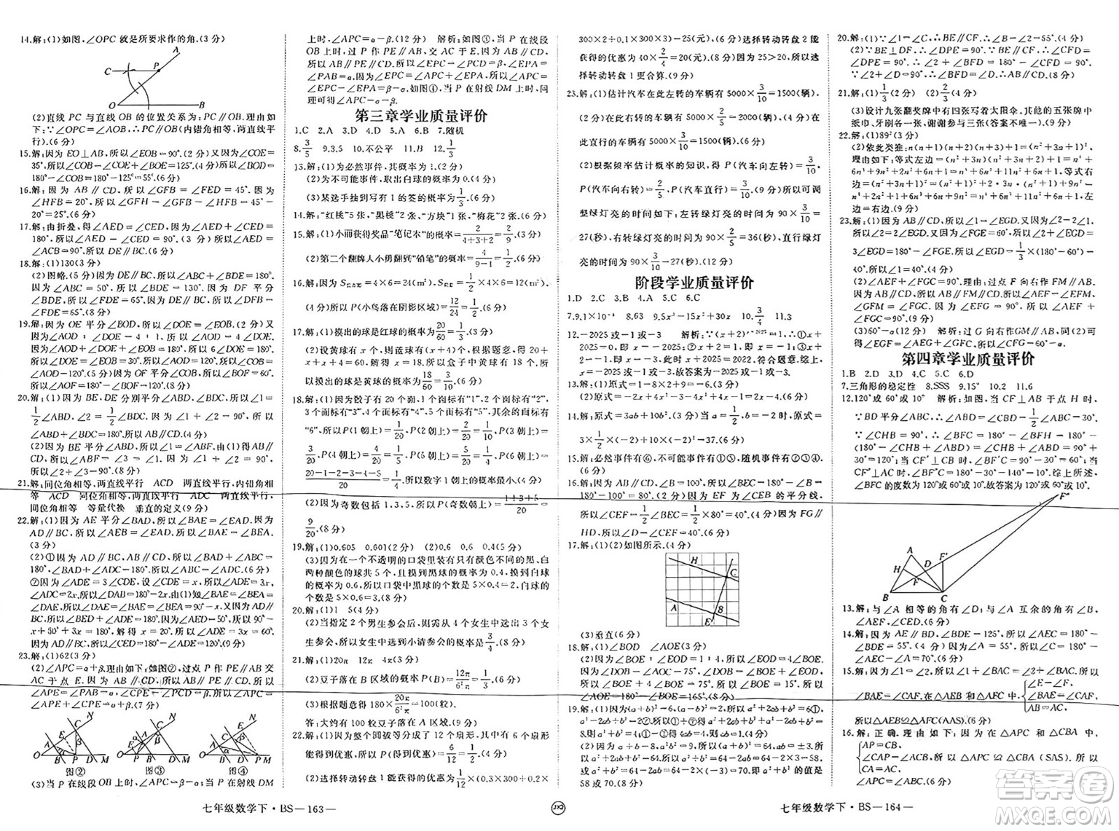 延邊大學(xué)出版社2025年春優(yōu)翼學(xué)練優(yōu)七年級數(shù)學(xué)下冊北師大版江西專版答案