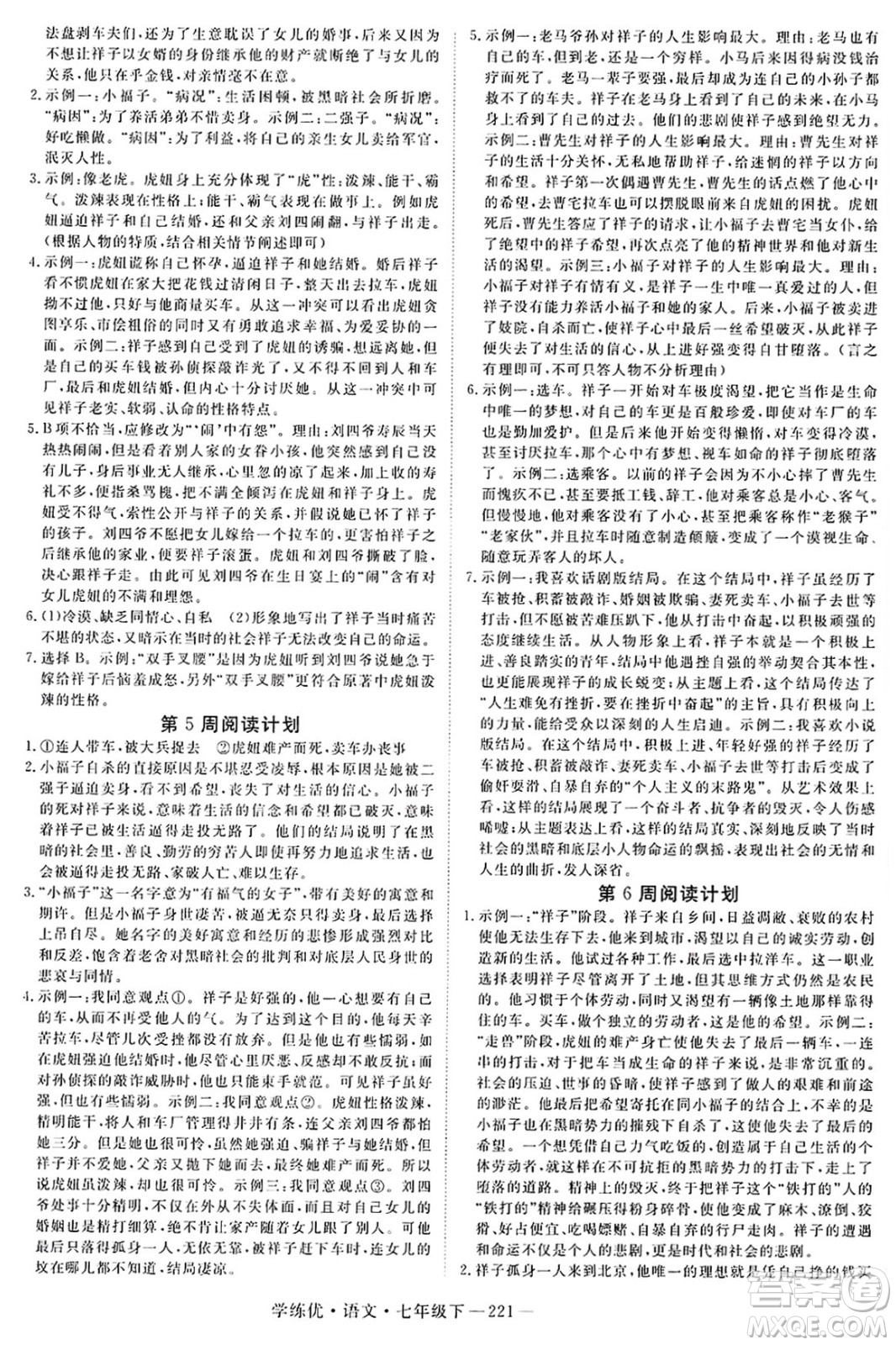延邊大學(xué)出版社2025年春優(yōu)翼學(xué)練優(yōu)七年級(jí)語(yǔ)文下冊(cè)人教版河南專版答案