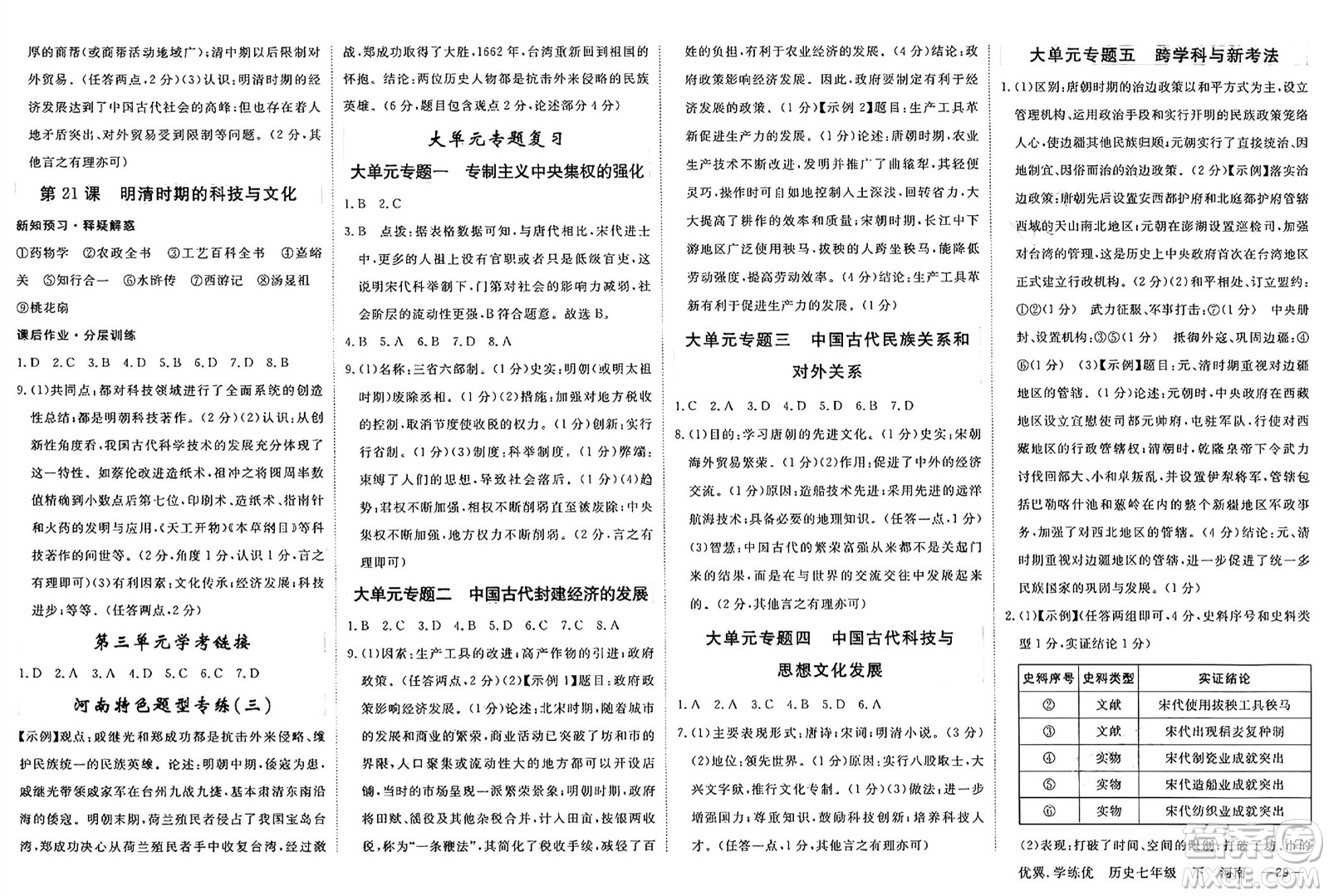 合肥工業(yè)大學(xué)出版社2025年春優(yōu)翼學(xué)練優(yōu)七年級歷史下冊人教版河南專版答案