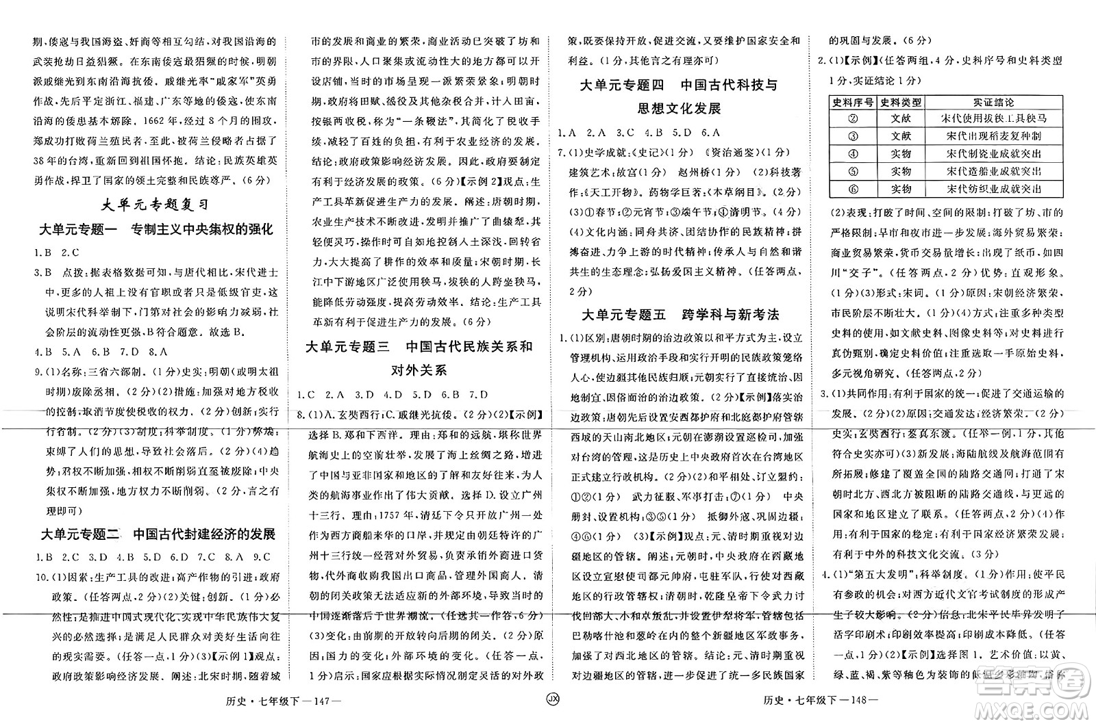 延邊大學出版社2025年春優(yōu)翼學練優(yōu)七年級歷史下冊人教版江西專版答案