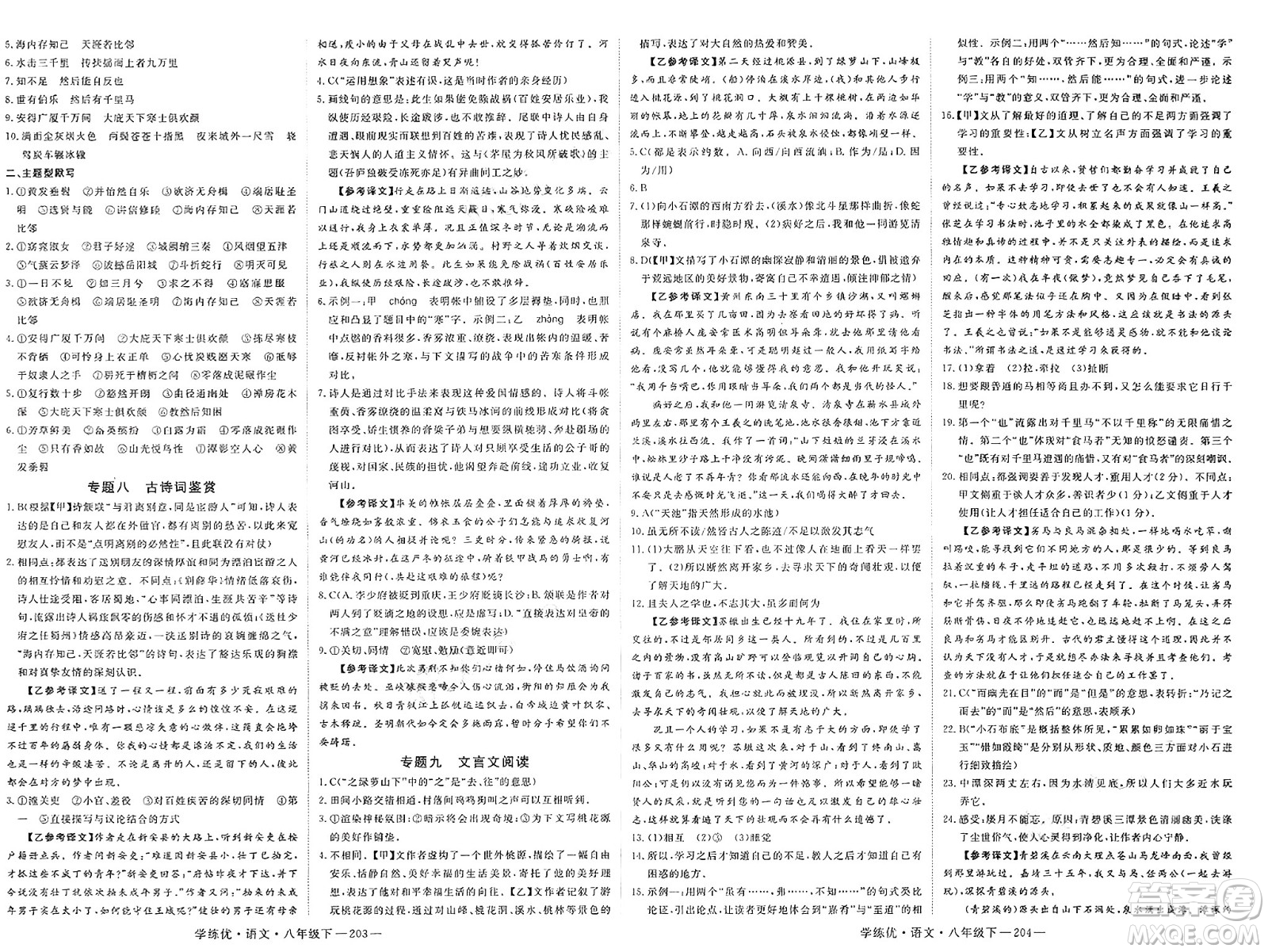 延邊大學(xué)出版社2025年春優(yōu)翼學(xué)練優(yōu)八年級(jí)語文下冊(cè)通用版答案