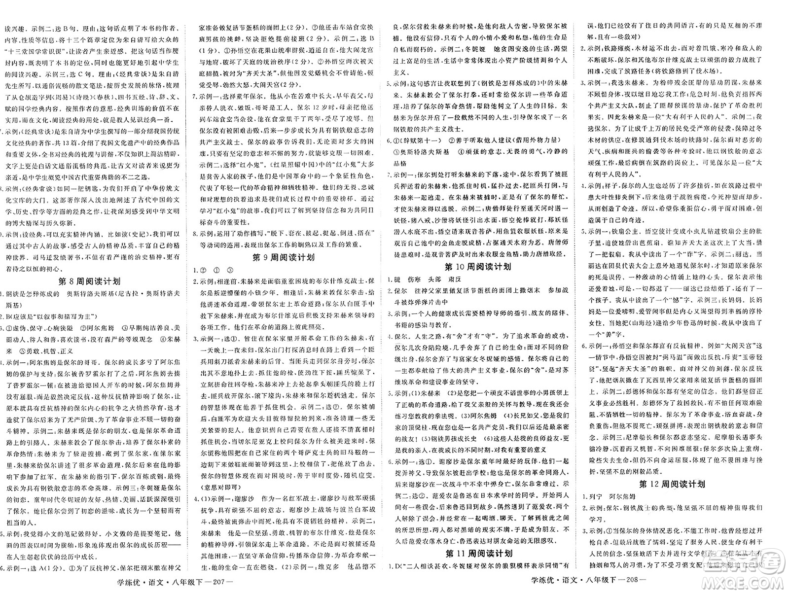 延邊大學(xué)出版社2025年春優(yōu)翼學(xué)練優(yōu)八年級(jí)語文下冊(cè)通用版答案