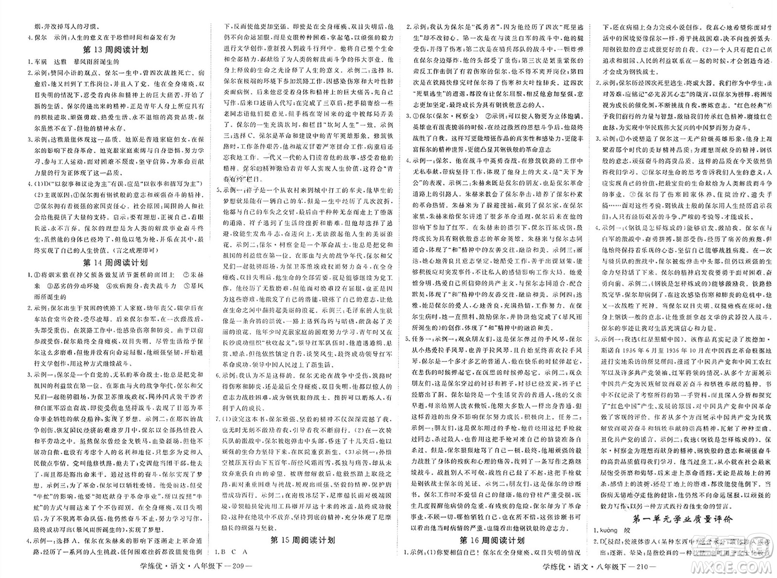 延邊大學(xué)出版社2025年春優(yōu)翼學(xué)練優(yōu)八年級(jí)語文下冊(cè)通用版答案