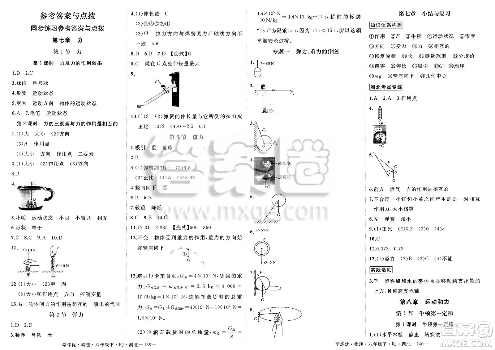 武漢出版社2025年春優(yōu)翼學練優(yōu)八年級物理下冊人教版湖北專版答案
