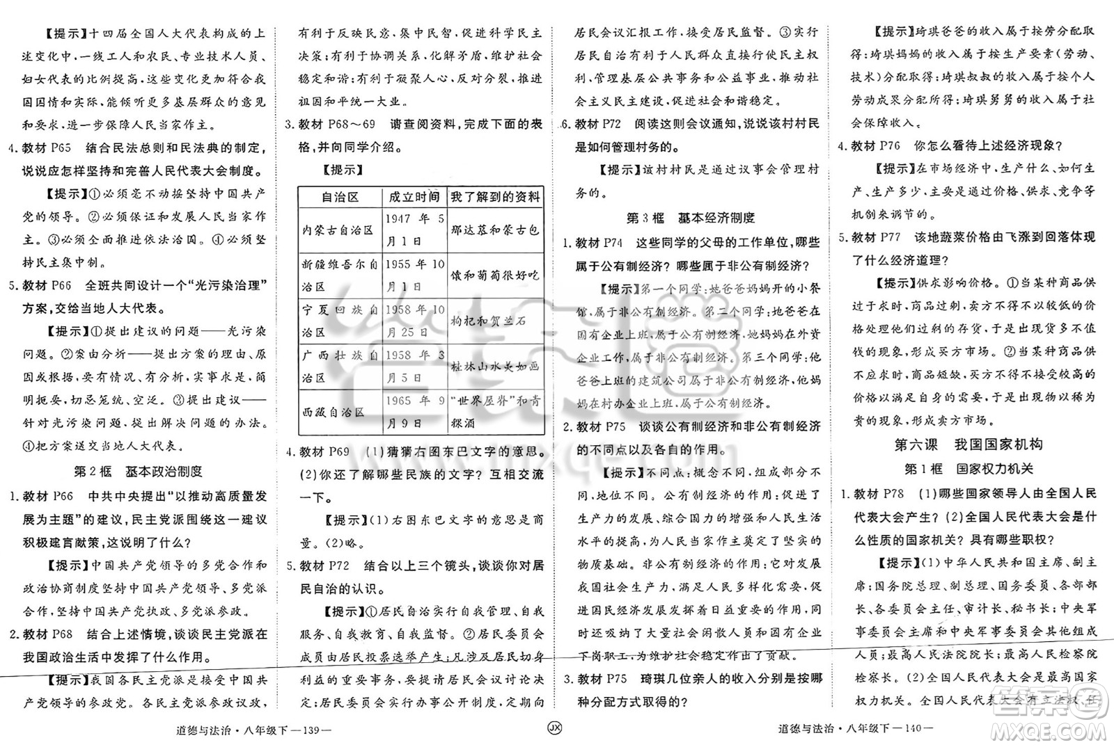 延邊大學出版社2025年春優(yōu)翼學練優(yōu)八年級道德與法治下冊人教版江西專版答案