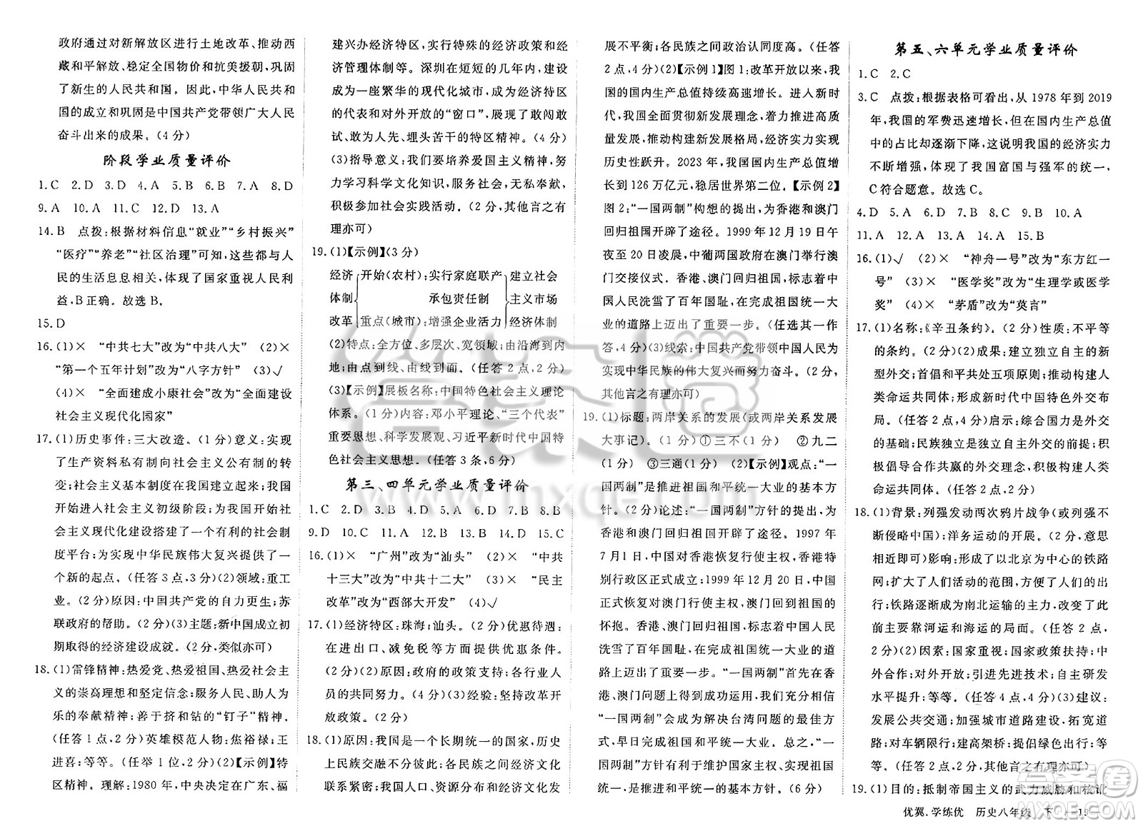 合肥工業(yè)大學(xué)出版社2025年春優(yōu)翼學(xué)練優(yōu)八年級歷史下冊人教版安徽專版答案