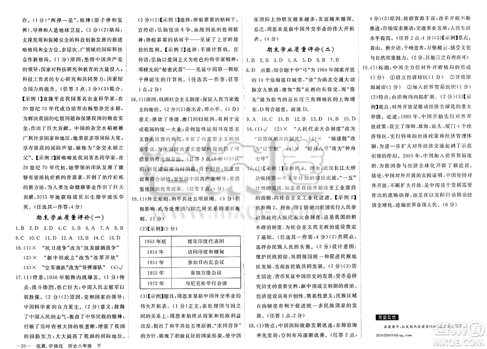 合肥工業(yè)大學(xué)出版社2025年春優(yōu)翼學(xué)練優(yōu)八年級歷史下冊人教版安徽專版答案