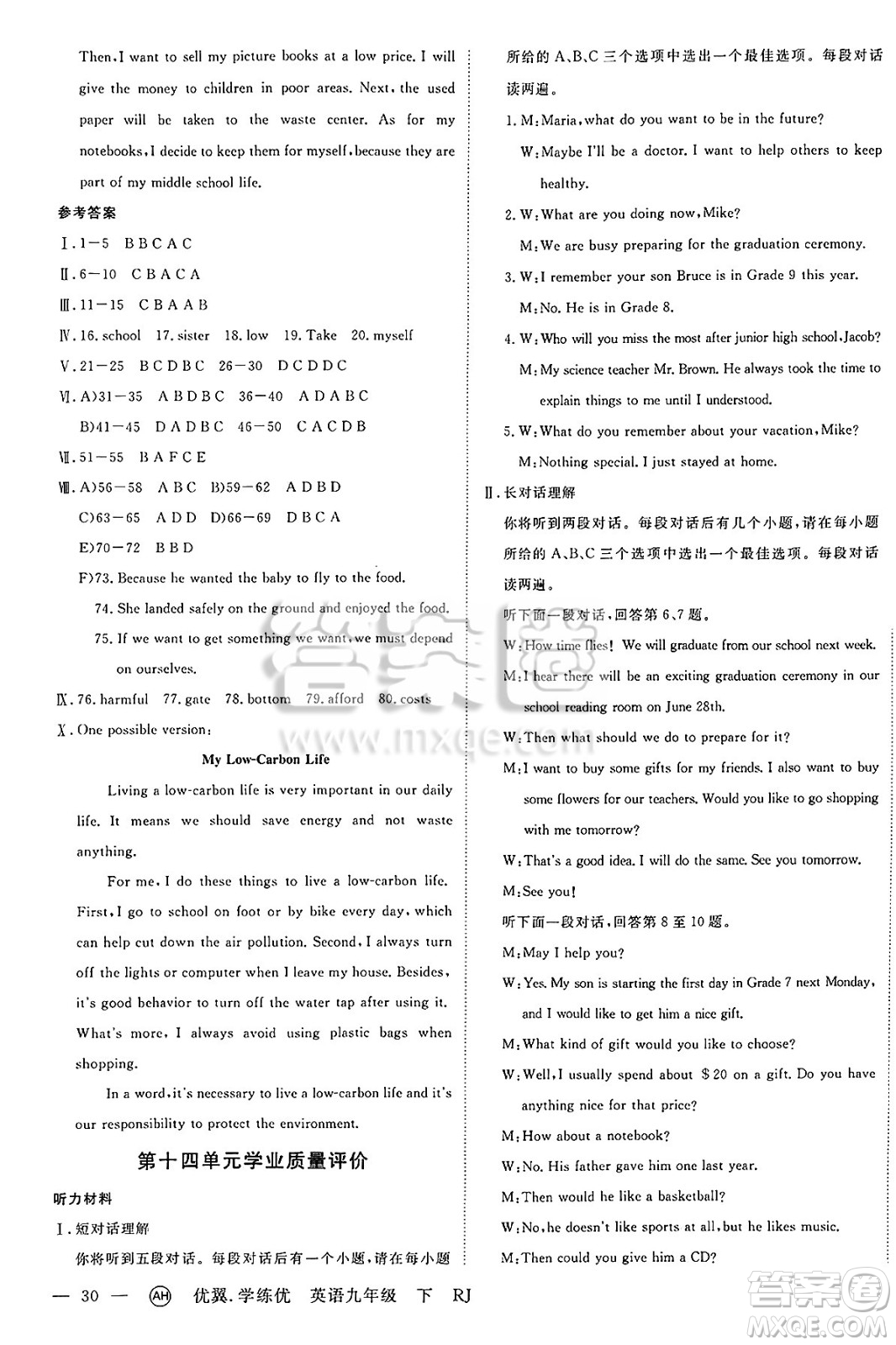 合肥工業(yè)大學(xué)出版社2025年春優(yōu)翼學(xué)練優(yōu)九年級(jí)英語(yǔ)下冊(cè)人教版安徽專(zhuān)版答案