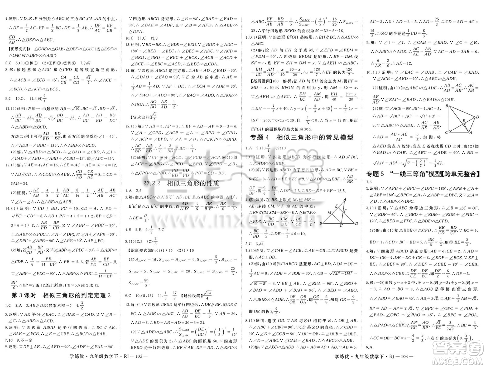 延邊大學(xué)出版社2025年春優(yōu)翼學(xué)練優(yōu)九年級(jí)數(shù)學(xué)下冊(cè)人教版答案