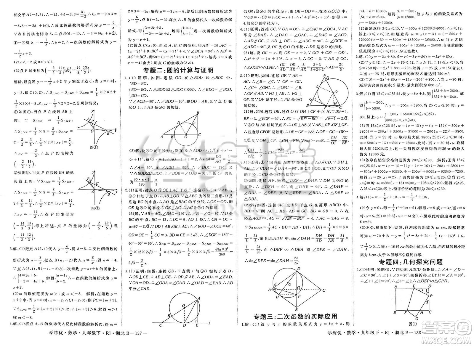 延邊大學(xué)出版社2025年春優(yōu)翼學(xué)練優(yōu)九年級(jí)數(shù)學(xué)下冊(cè)人教版湖北專版答案