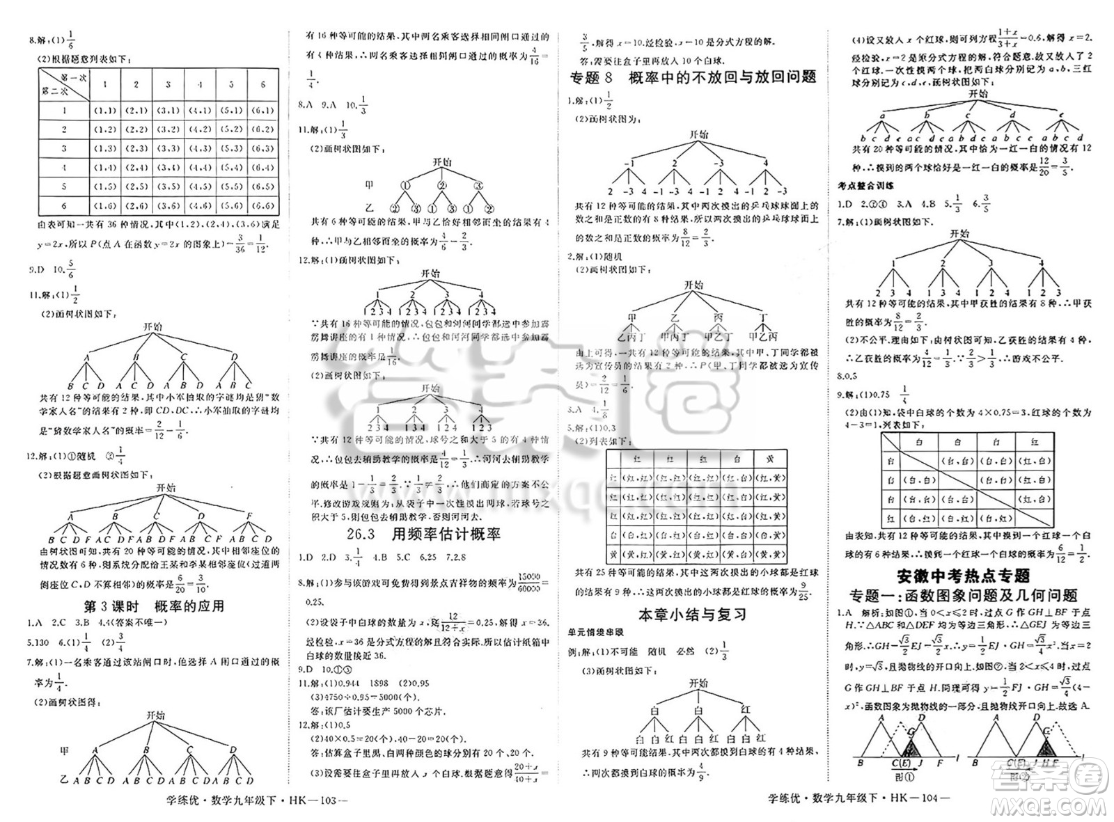 延邊大學(xué)出版社2025年春優(yōu)翼學(xué)練優(yōu)九年級(jí)數(shù)學(xué)下冊(cè)滬科版答案