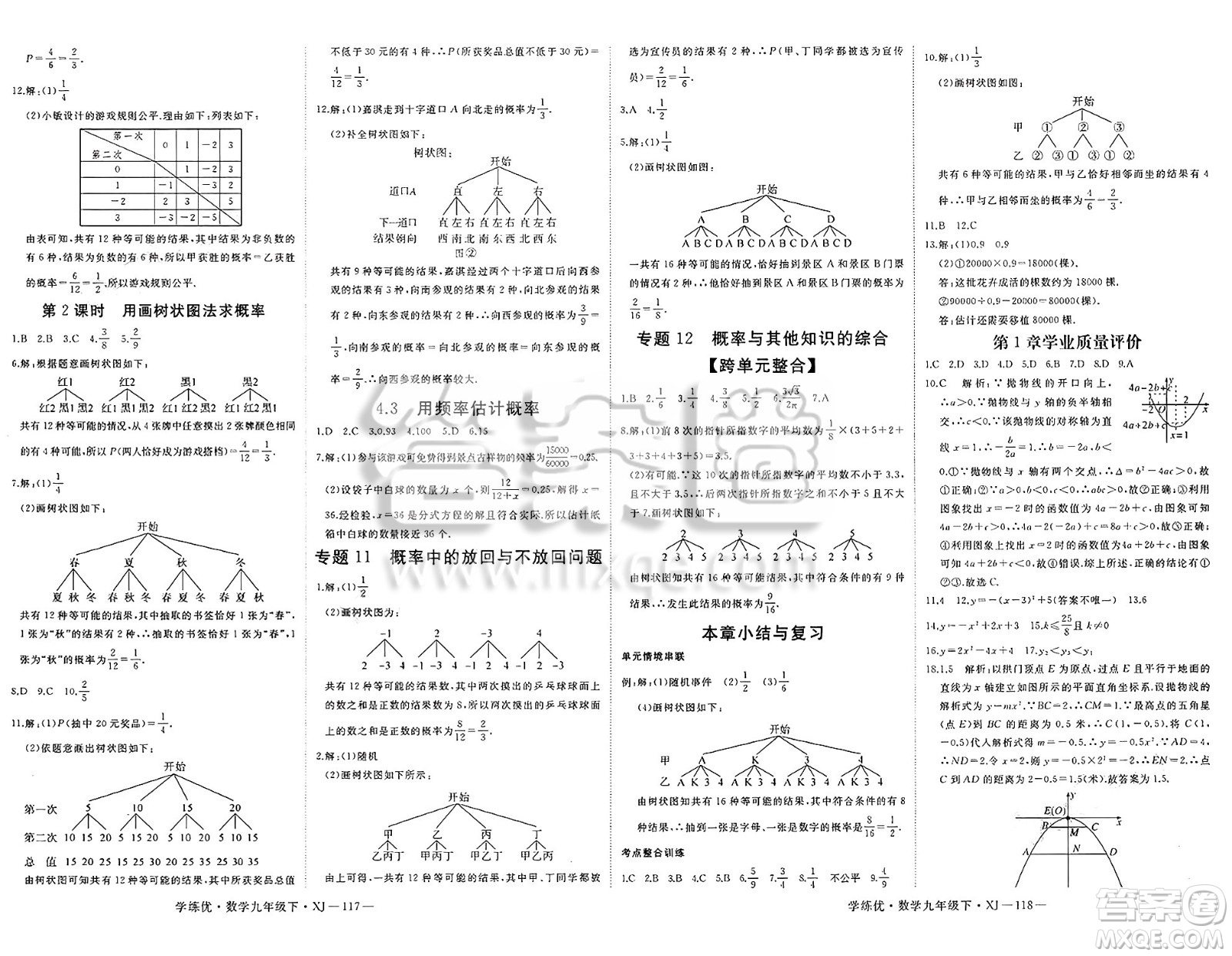 延邊大學(xué)出版社2025年春優(yōu)翼學(xué)練優(yōu)九年級(jí)數(shù)學(xué)下冊(cè)湘教版答案