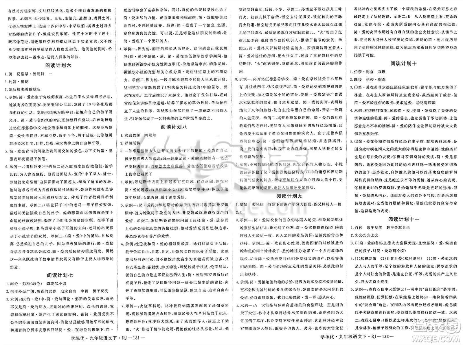 延邊大學(xué)出版社2025年春優(yōu)翼學(xué)練優(yōu)九年級語文下冊人教版答案