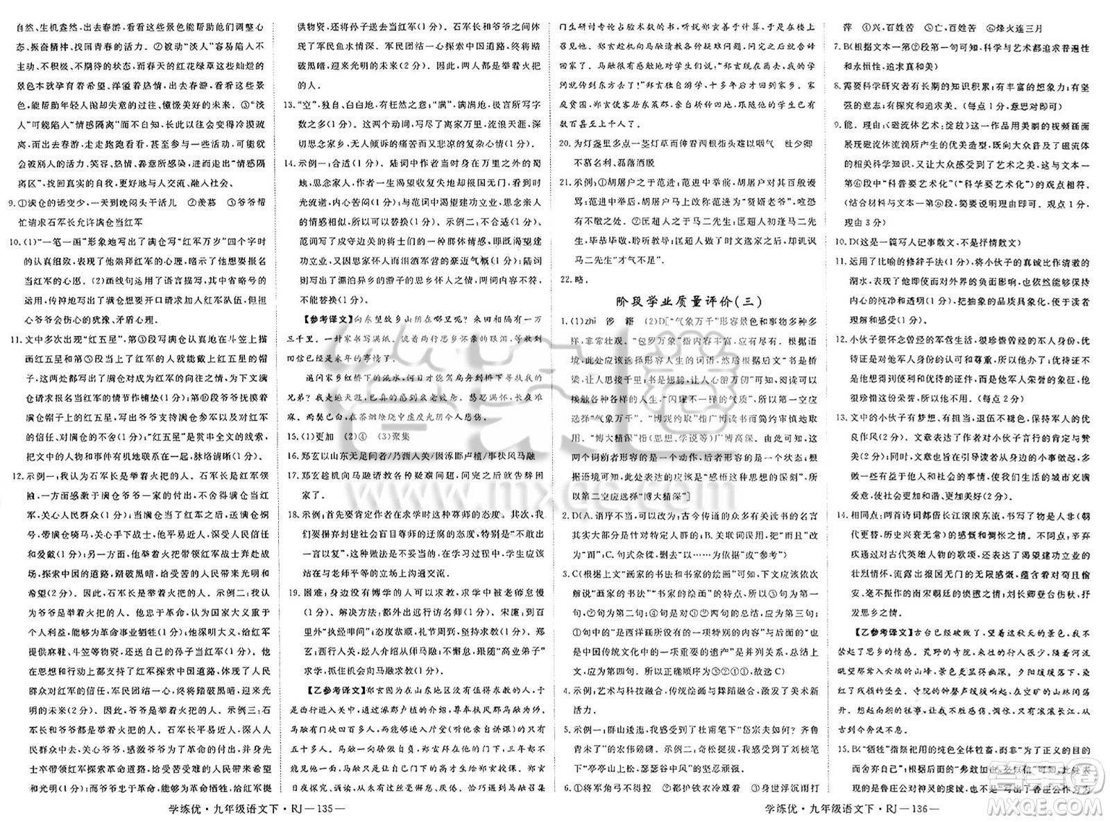 延邊大學(xué)出版社2025年春優(yōu)翼學(xué)練優(yōu)九年級語文下冊人教版答案