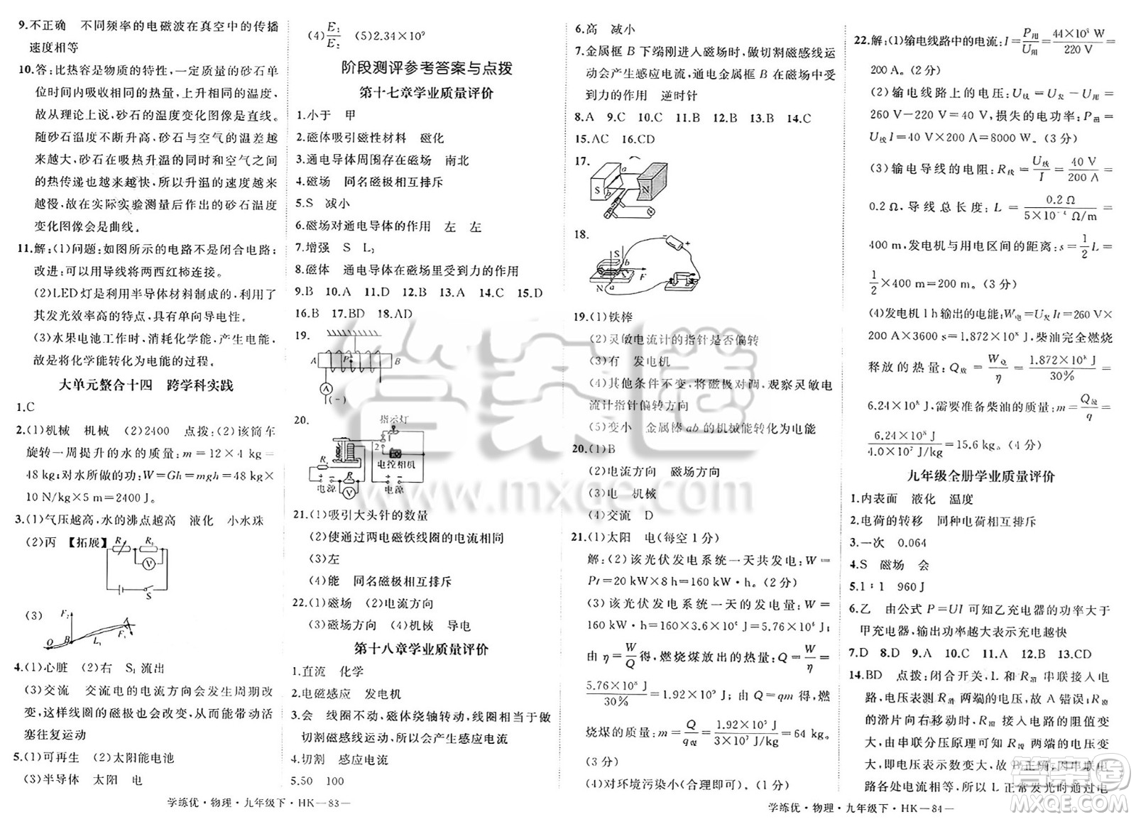 延邊大學出版社2025年春優(yōu)翼學練優(yōu)九年級物理下冊滬科版答案
