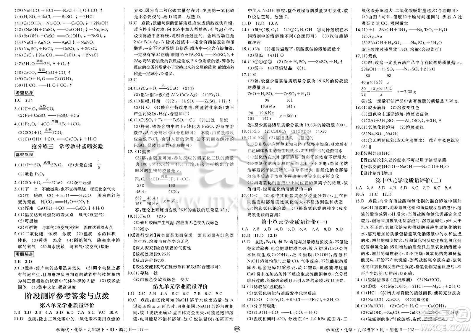 延邊大學(xué)出版社2025年春優(yōu)翼學(xué)練優(yōu)九年級(jí)化學(xué)下冊(cè)人教版湖北專版答案