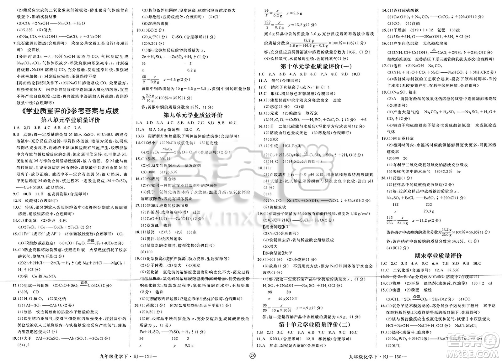 延邊大學(xué)出版社2025年春優(yōu)翼學(xué)練優(yōu)九年級化學(xué)下冊人教版江西專版答案