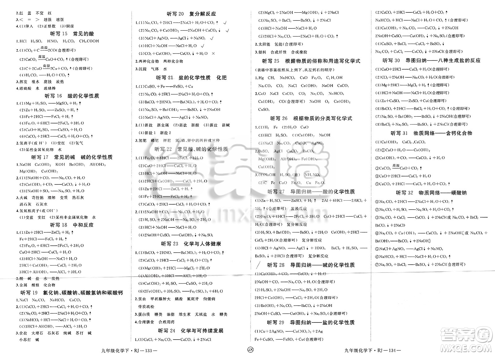 延邊大學(xué)出版社2025年春優(yōu)翼學(xué)練優(yōu)九年級化學(xué)下冊人教版江西專版答案