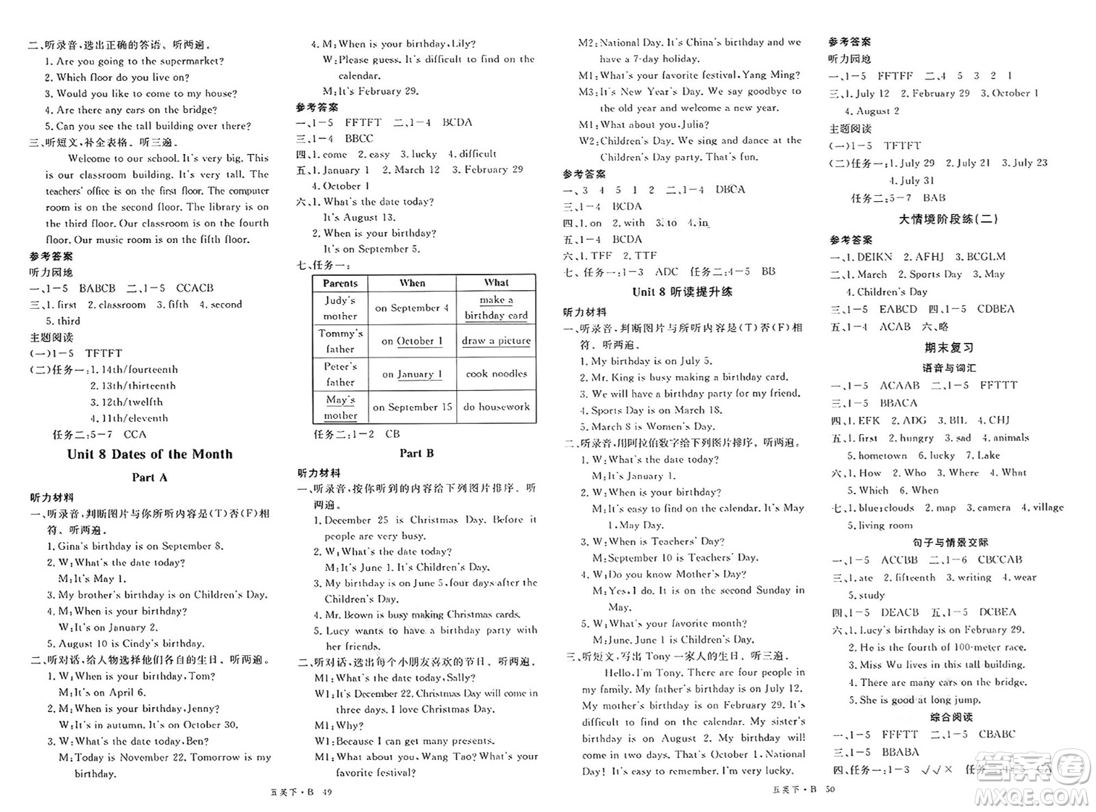 延邊大學(xué)出版社2025年春優(yōu)翼學(xué)練優(yōu)五年級(jí)英語下冊(cè)閩教版答案