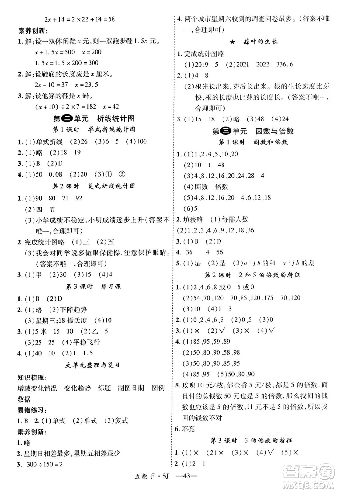 延邊大學出版社2025年春優(yōu)翼學練優(yōu)五年級數(shù)學下冊蘇教版答案