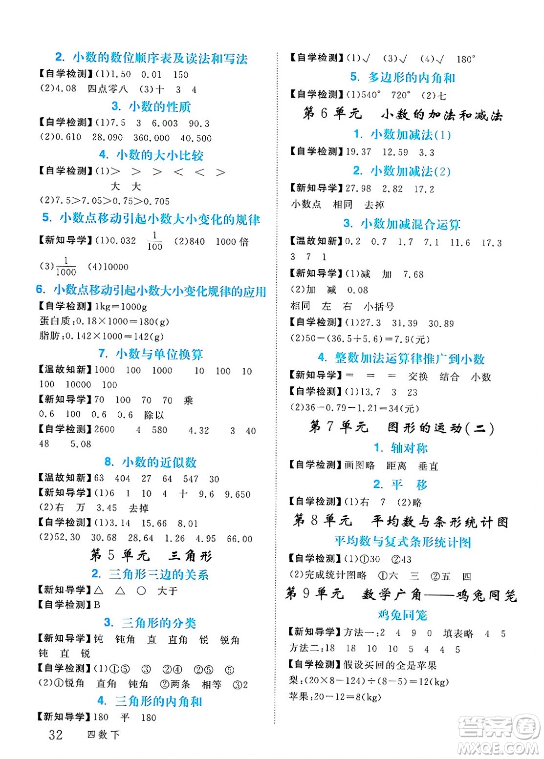 延邊大學(xué)出版社2025年春優(yōu)翼學(xué)練優(yōu)四年級(jí)數(shù)學(xué)下冊(cè)人教版答案