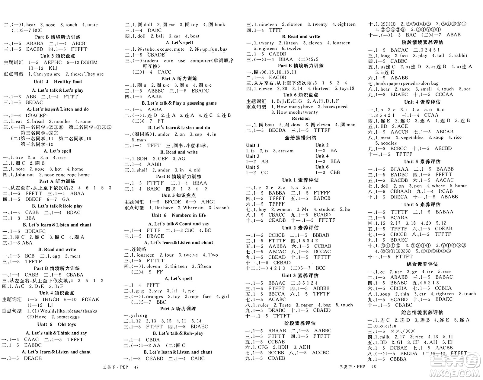 延邊大學(xué)出版社2025年春優(yōu)翼學(xué)練優(yōu)三年級(jí)英語下冊(cè)人教PEP版答案