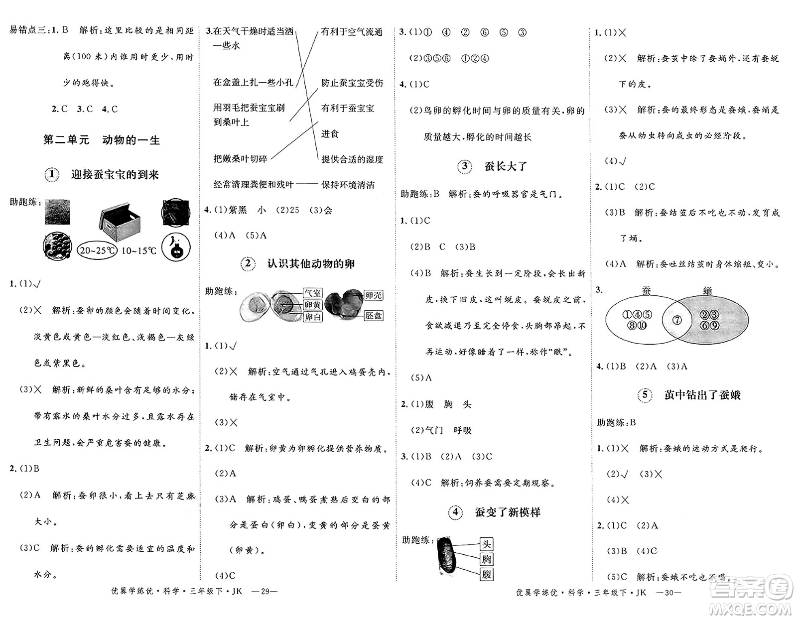 湖南大學(xué)出版社2025年春優(yōu)翼學(xué)練優(yōu)三年級科學(xué)下冊教科版答案
