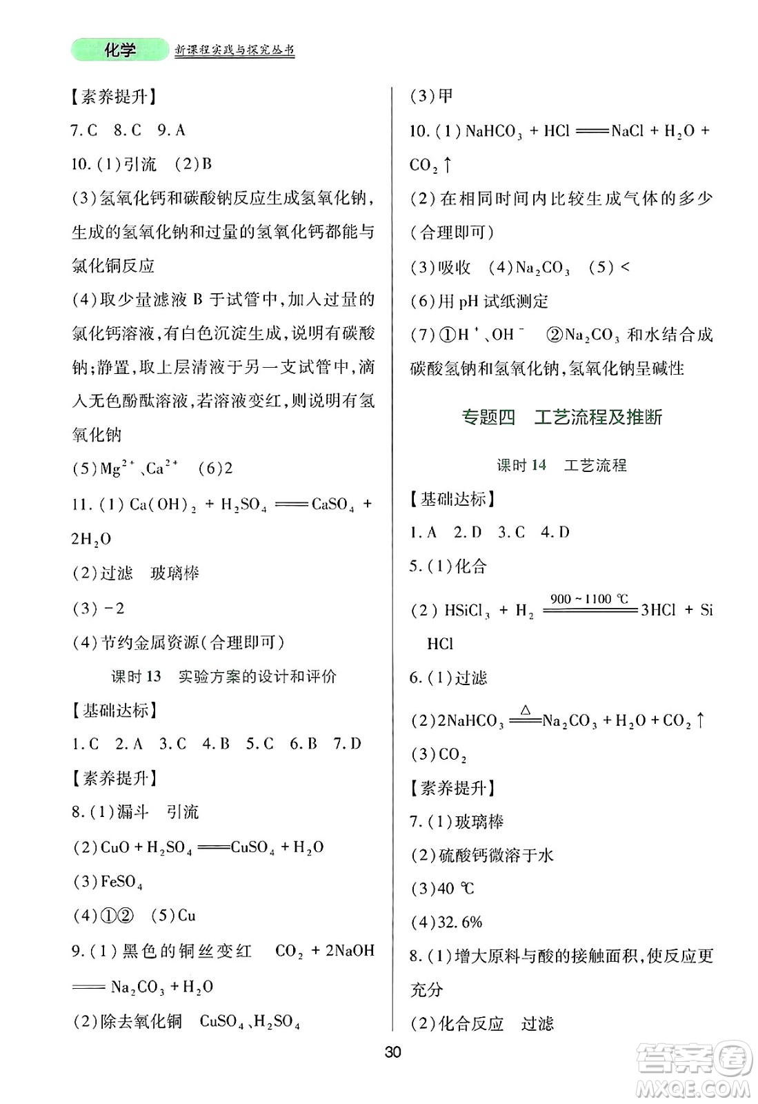 四川教育出版社2025年春新課程實踐與探究叢書九年級化學(xué)下冊人教版答案