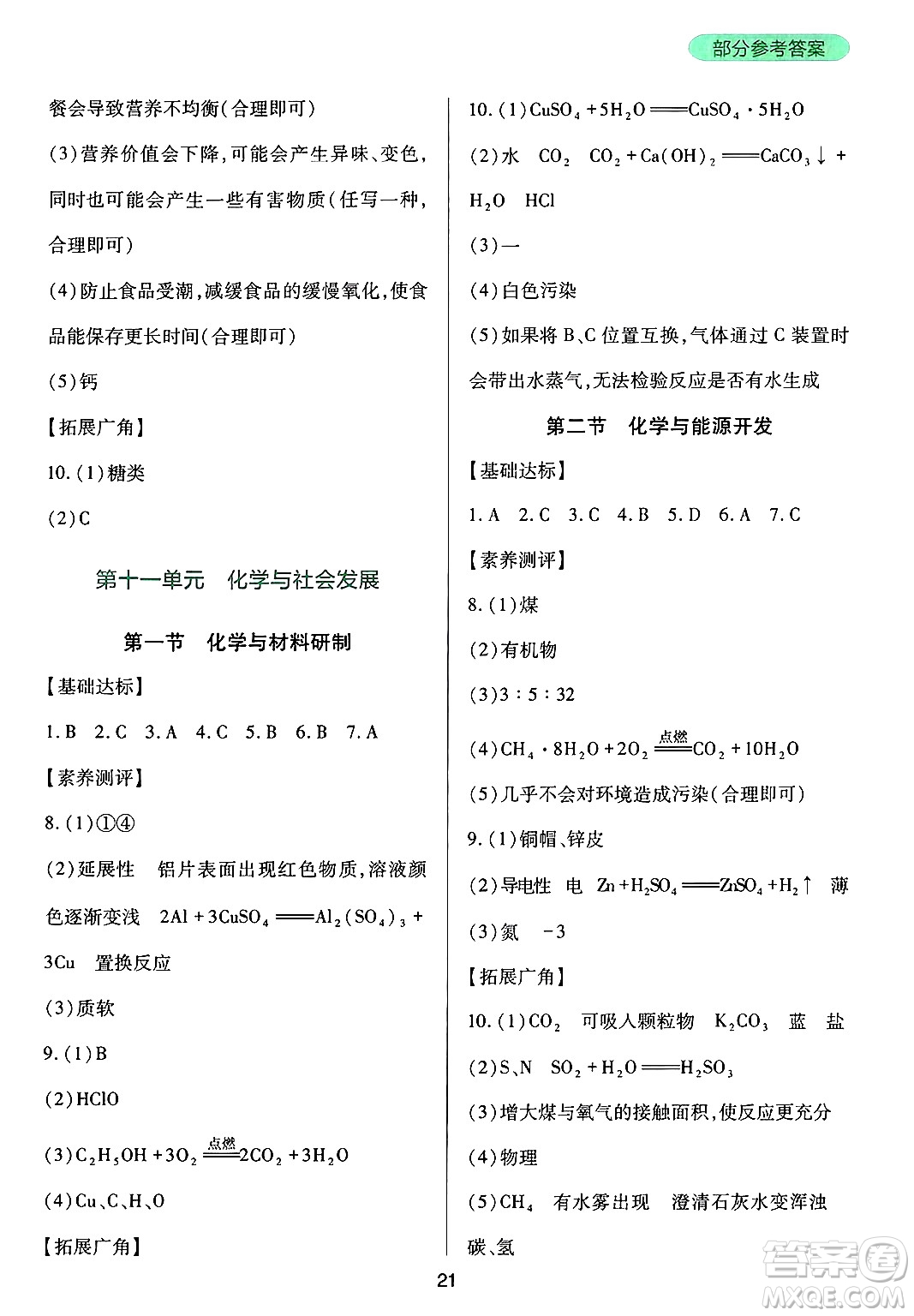 四川教育出版社2025年春新課程實(shí)踐與探究叢書(shū)九年級(jí)化學(xué)下冊(cè)魯教版答案