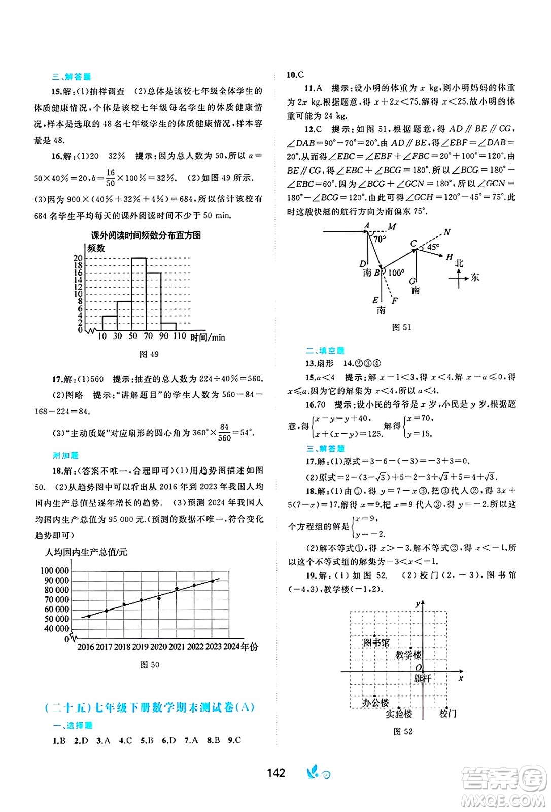 廣西師范大學(xué)出版社2025年春新課程學(xué)習(xí)與測(cè)評(píng)單元雙測(cè)七年級(jí)數(shù)學(xué)下冊(cè)A版人教版答案