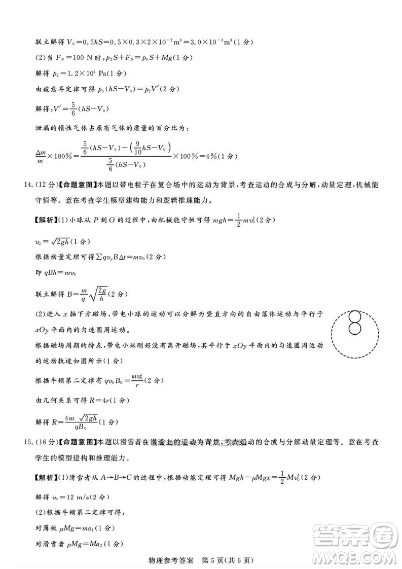 2025湘豫名校聯(lián)考高三第四次模擬考試物理答案