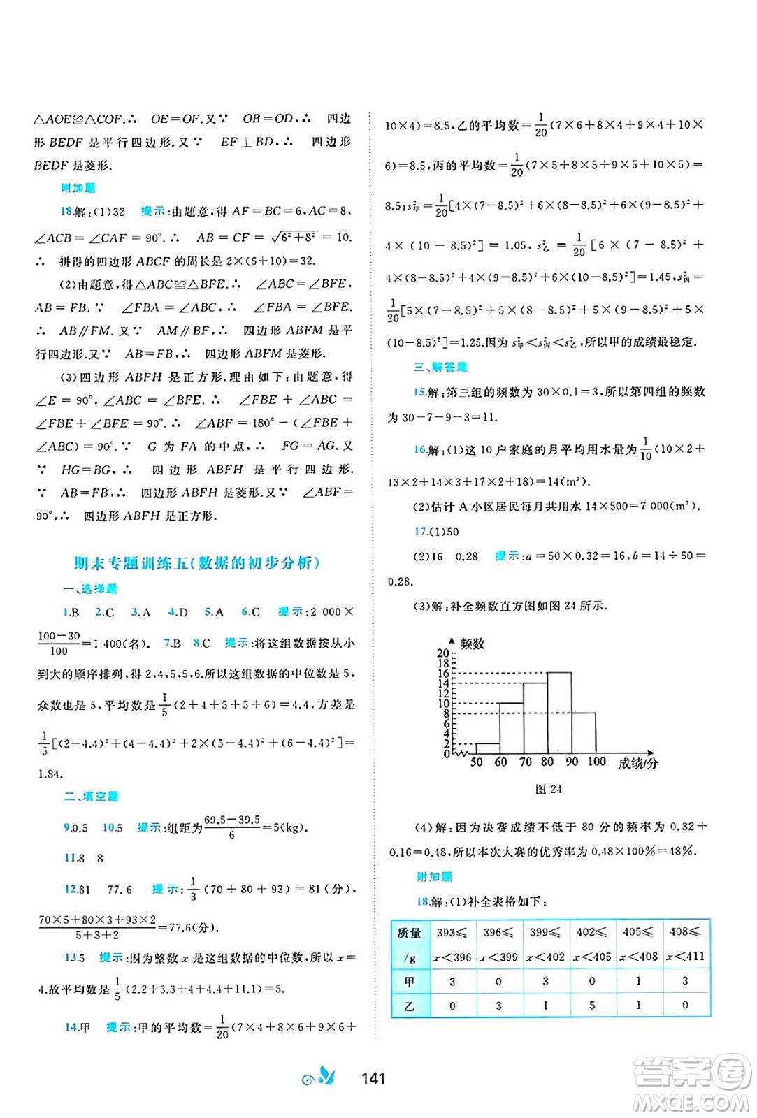 廣西師范大學出版社2025年春新課程學習與測評單元雙測八年級數(shù)學下冊C版滬科版答案