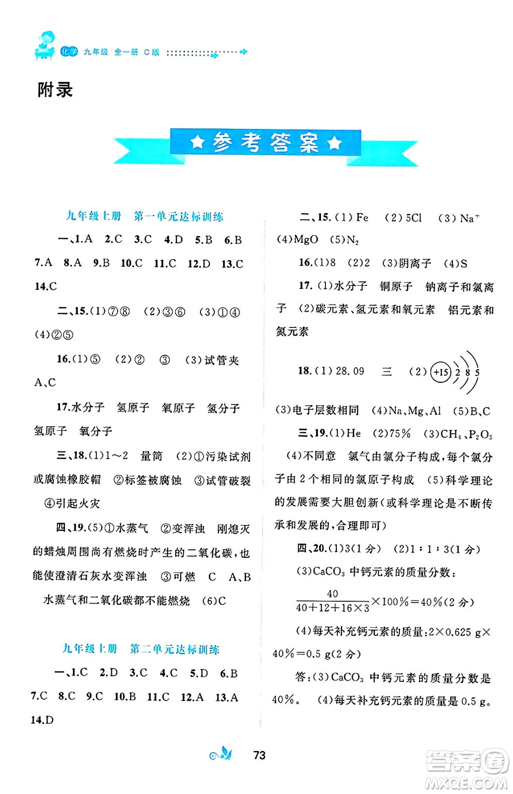 廣西師范大學出版社2025年春新課程學習與測評單元雙測九年級化學下冊C版魯教版答案