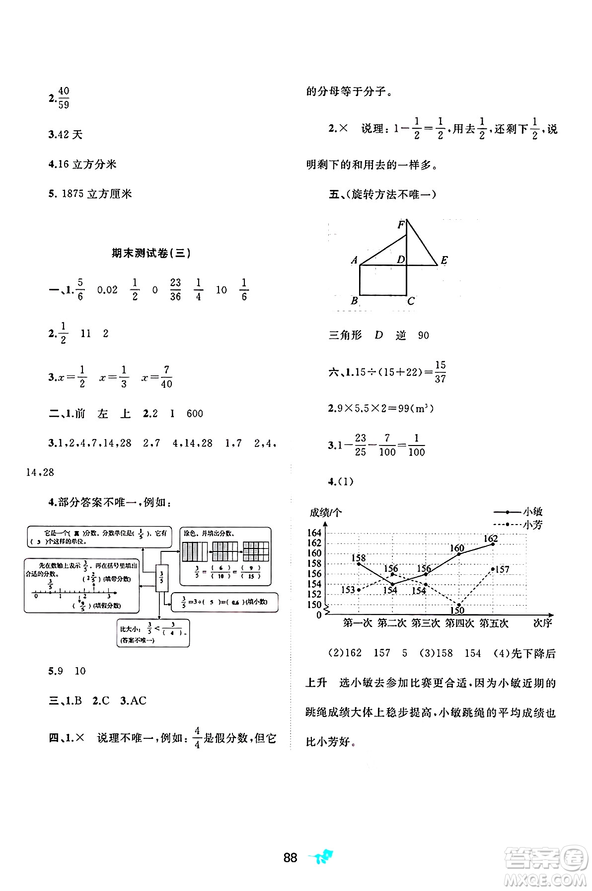 廣西師范大學(xué)出版社2025年春新課程學(xué)習(xí)與測評單元雙測五年級數(shù)學(xué)下冊A版人教版答案